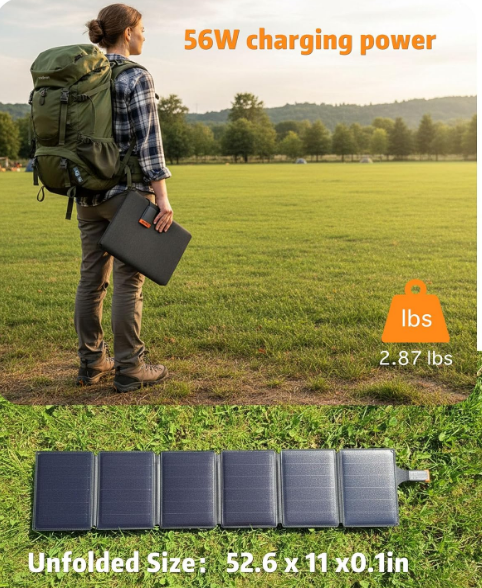 EcoGreen 56W Solar Phone Charger – Portable Solar Panel for Camping